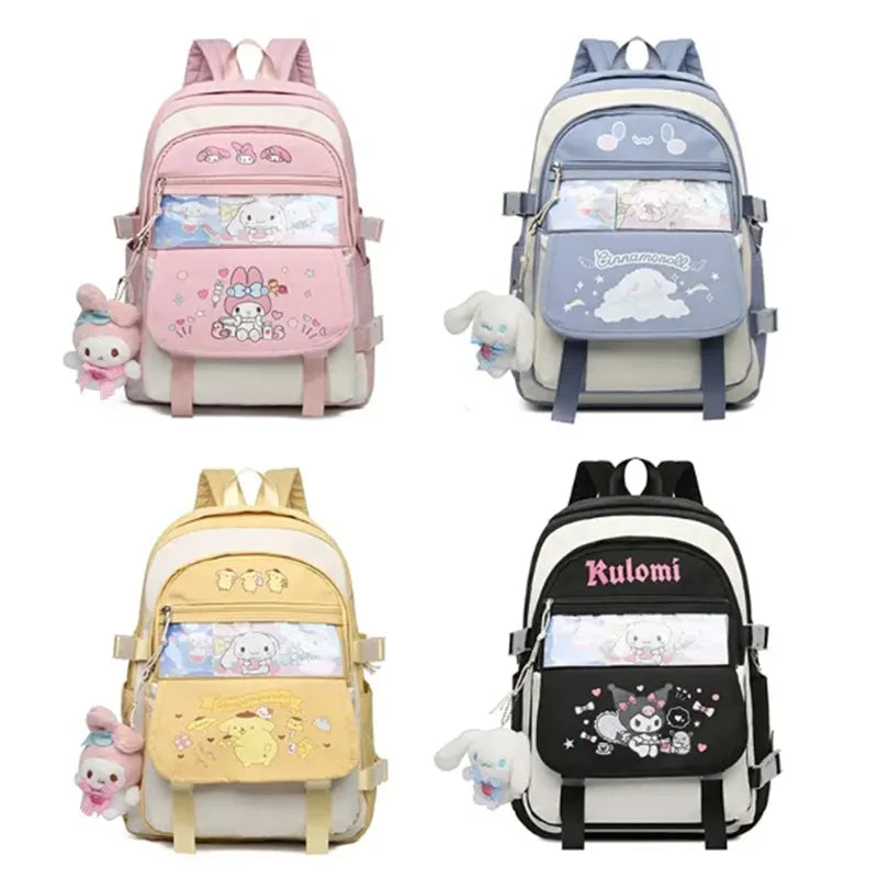 Mochila de Anime Cinnamoroll Kuromi My Melody Pom Pom Purin 