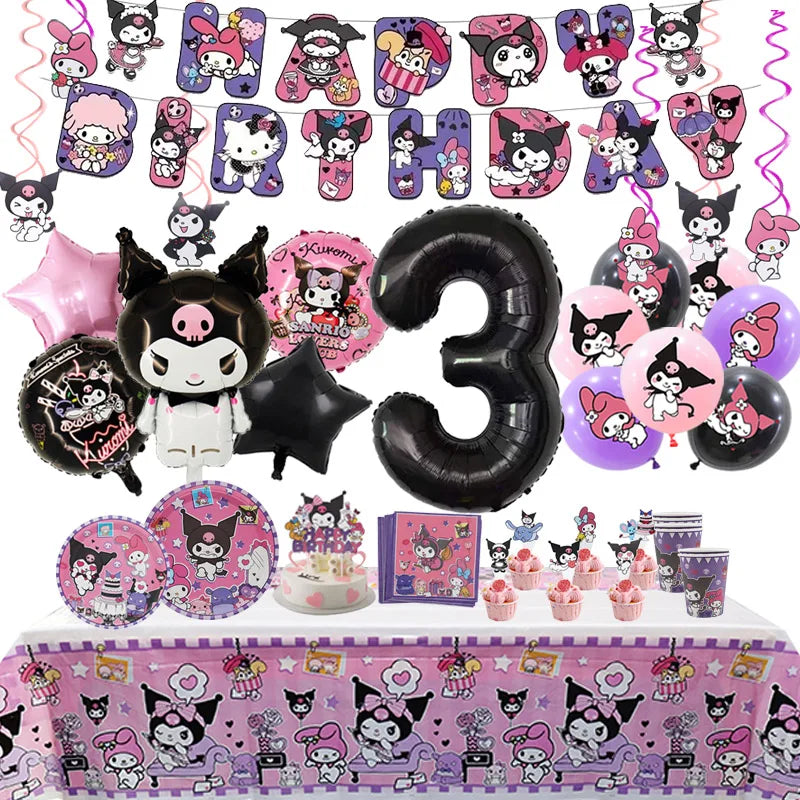 Kuromi Birthday Party Decoration Set with Balloons and Tableware - Cyprus