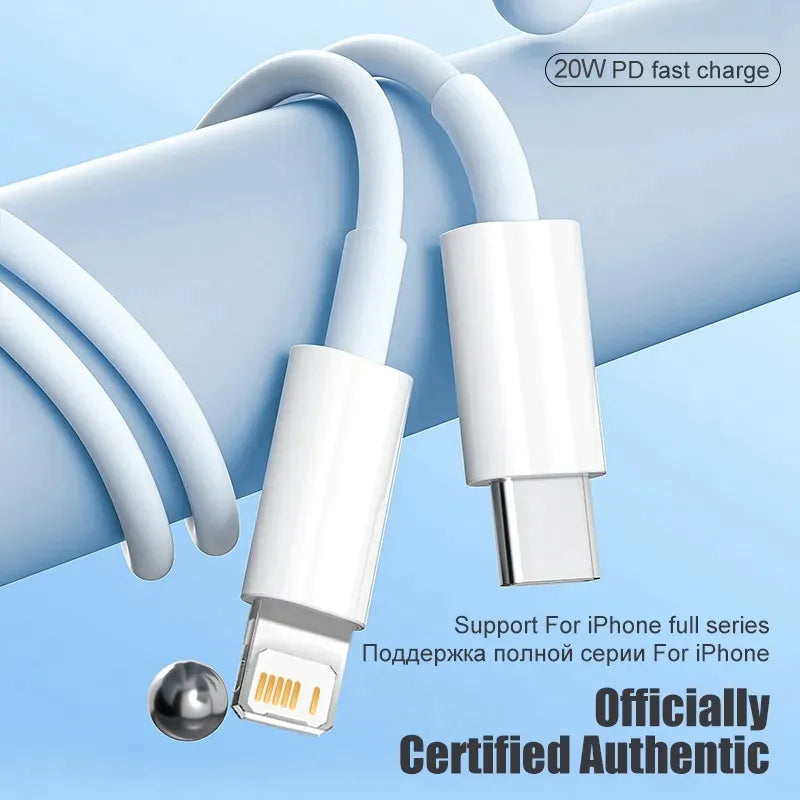 Πρωτότυπο 20W PD Γρήγορη φόρτιση USB Τύπος C σε καλώδιο αστραπής για το iPhone 14 13 12 11 Χρέωση δεδομένων Λιφόν καλωδίου καλωδίου Αξεσουάρ