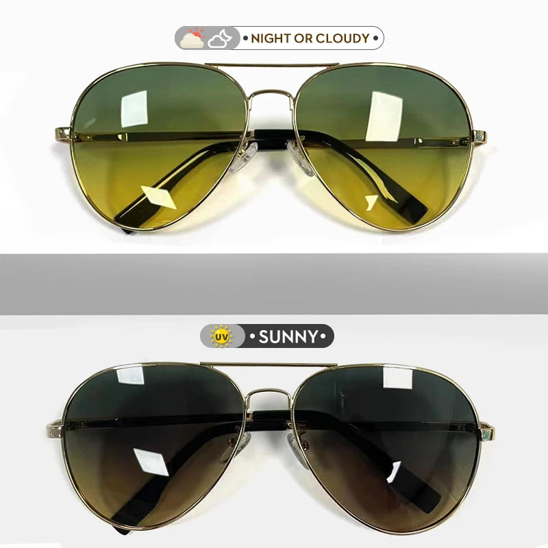 Top Brand Pilot Photochromic Sunglasses-Men/Women Polarized UV400 Driving Glasnes