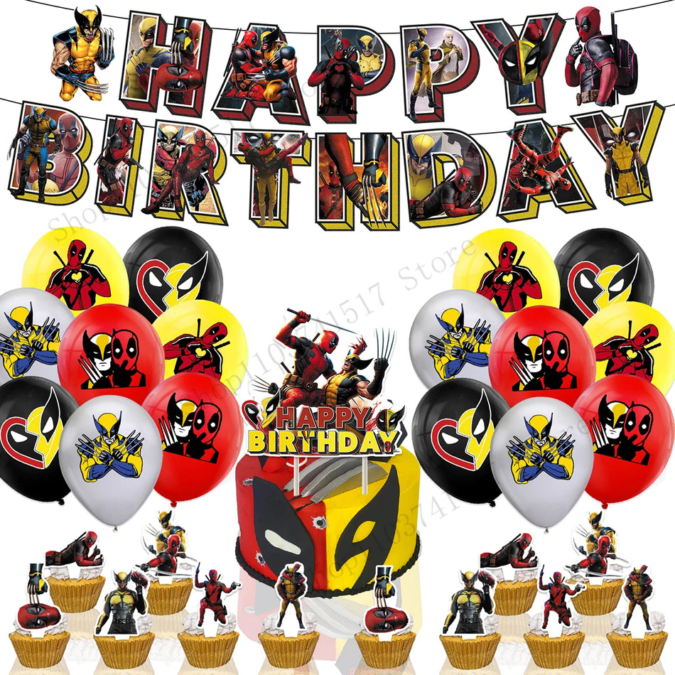 Deadpool Iron Man Birthday Party Decoration Set