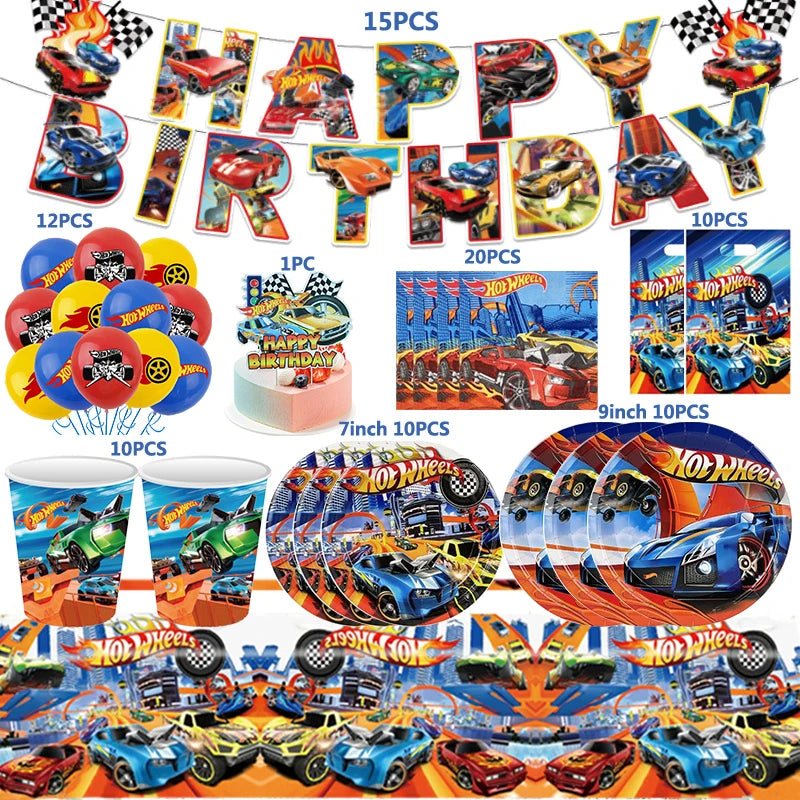 🔵 Disney Hot Wheels Birthday Party Decoration Racing Car Supplies - Cyprus