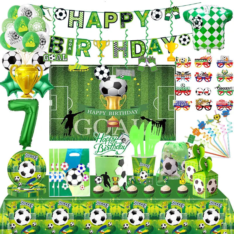 🔵 Kids Soccer Football Birthday Party Supplies Set - Cyprus