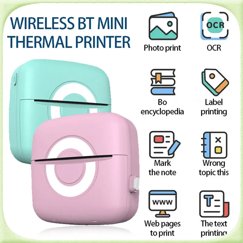 🔵 Fun Print C13 Portable Mini Printer Stickers Label Thermal Photo Labeller Printing Maker Self-adhesive Colors Transparent Papers