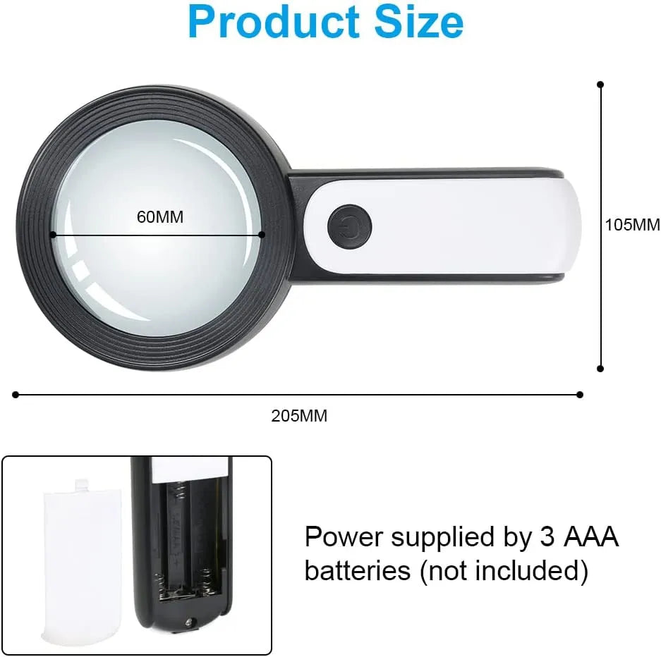 Magnifying Glass 18 LED Lights 30X Double Glass 3 Modes High Power Lens Handheld Illuminated Magnifier Reading Magnifying Glass