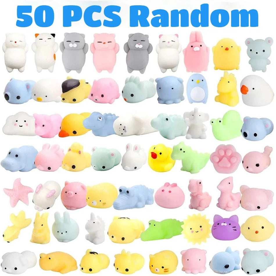 🔵 50-5PCS Kawaii Squishies Mochi Anima Squishy Toys For Kids Antistress Ball Squeeze Party Favors Stress Relief Toys For Birthday