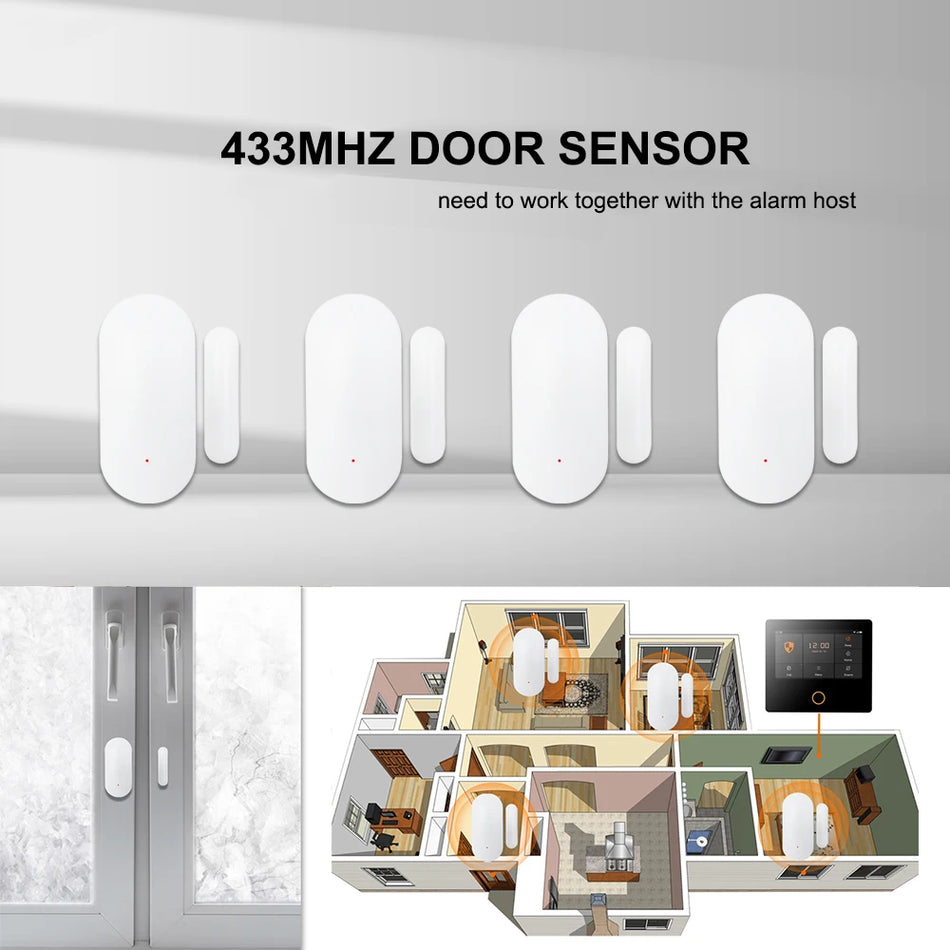 TAIBOAN Wireless 433MHz Window Door Sensor for Home Security System