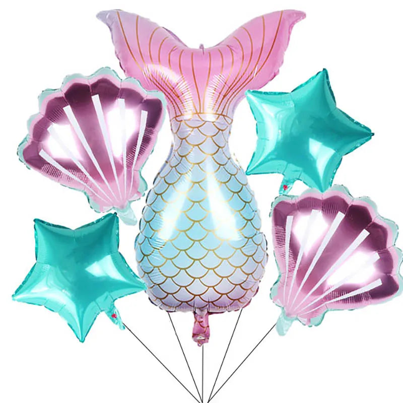🔵 Γοργόνα ουρά μπαλόνια - Κάτω από το θέμα της θάλασσας διακόσμηση - 5pcs/παρτίδα - Κύπρο