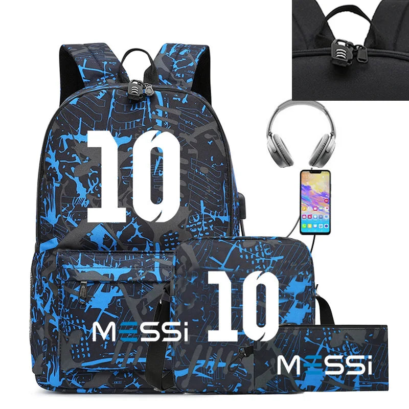 Messi USB Waterproof Casual Travel Backpack - Cyprus