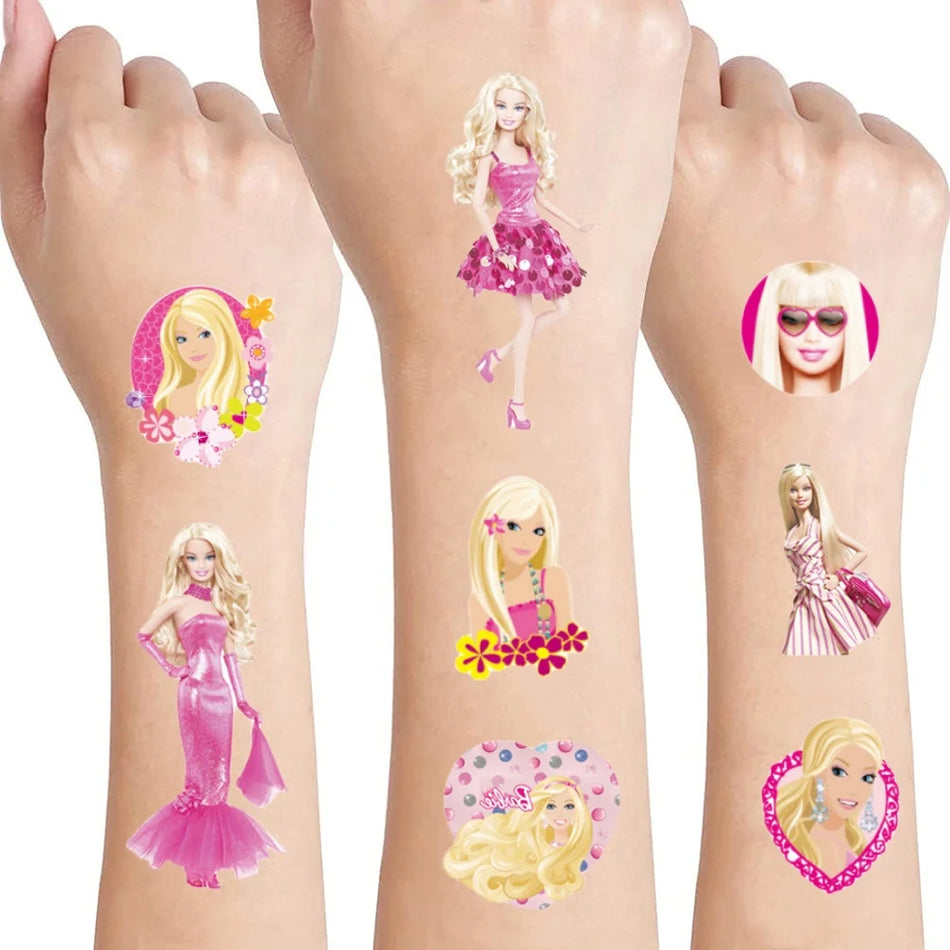 🔵 Barbie Dövme Sticker Su geçirmez Prenses Doğum Günü Partisi Dekoru - Kıbrıs