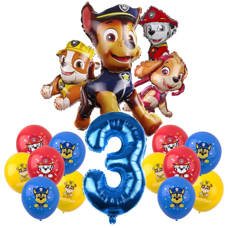 Paw Patrol Geburtstagdekoration Folie Ballon Einweggeschirr Set Hunde Chase Marshall Skye für Kinder Geburtstagsfeier Vorräte