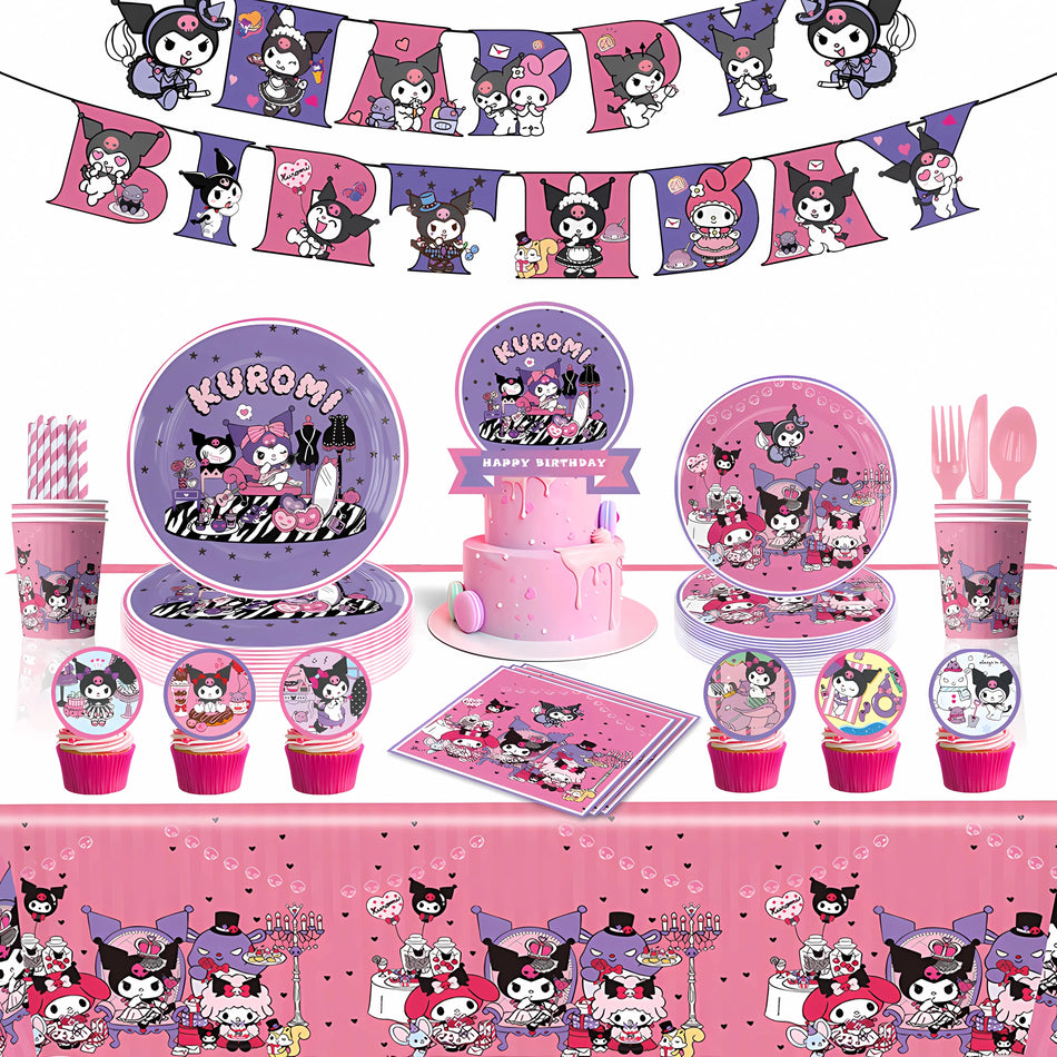 Kawali Kuromied Birthday Party Disposable Tableware Set