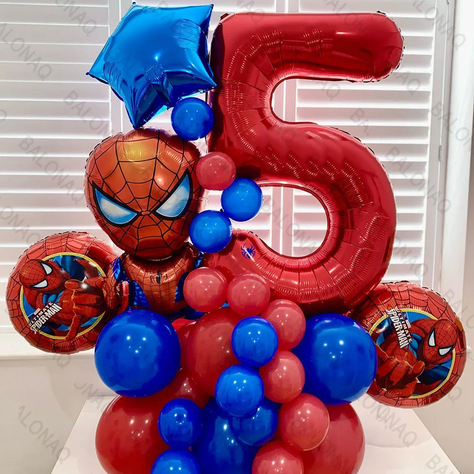🔵 Disney 35pcs Örümcek Adam Parti Balonları Blue Red Latex Ballon Çocuk Süper Kahraman Tema Doğum Günü Partisi Dekorasyonlar Bebek Duş Air Globos - Kıbrıs