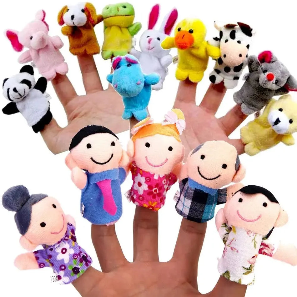 Finger Puppets Set Baby 10 pcs Animals Plush Doll Hand Cartoon  Family Hand Puppet Cloth theater Educational Toys for Kids Gifts