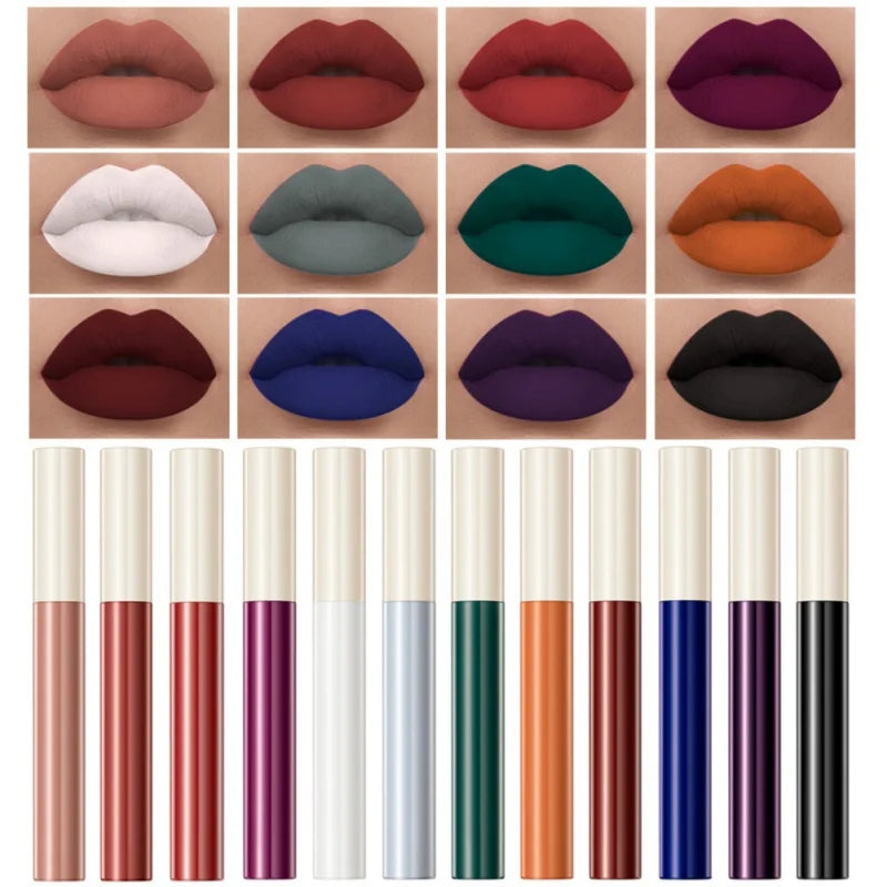 12Pcs Velvet Matte Liquid Lipstick Set - Cyprus