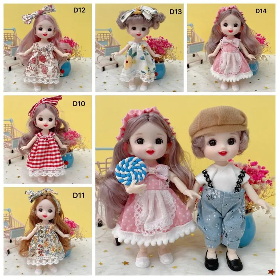 Με ρούχα 17 εκατοστά BJD Doll Play House Toys ντύνονται πολύχρωμα 1/8 κούκλες BJD χαριτωμένο 17 εκατοστά μίμηση πριγκίπισσα κούκλα παιδιά παιχνίδια