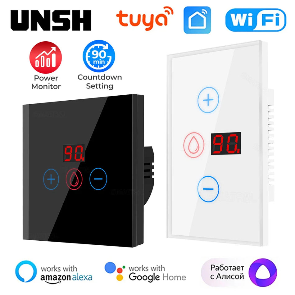 UNSH WiFi Smart Water Heater Switch with Power Monitoring and Voice Control