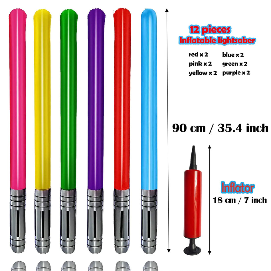 BANGSHES Inflatable Light Saber Sword Toys - 36-Pack Assortment for Themed Parties