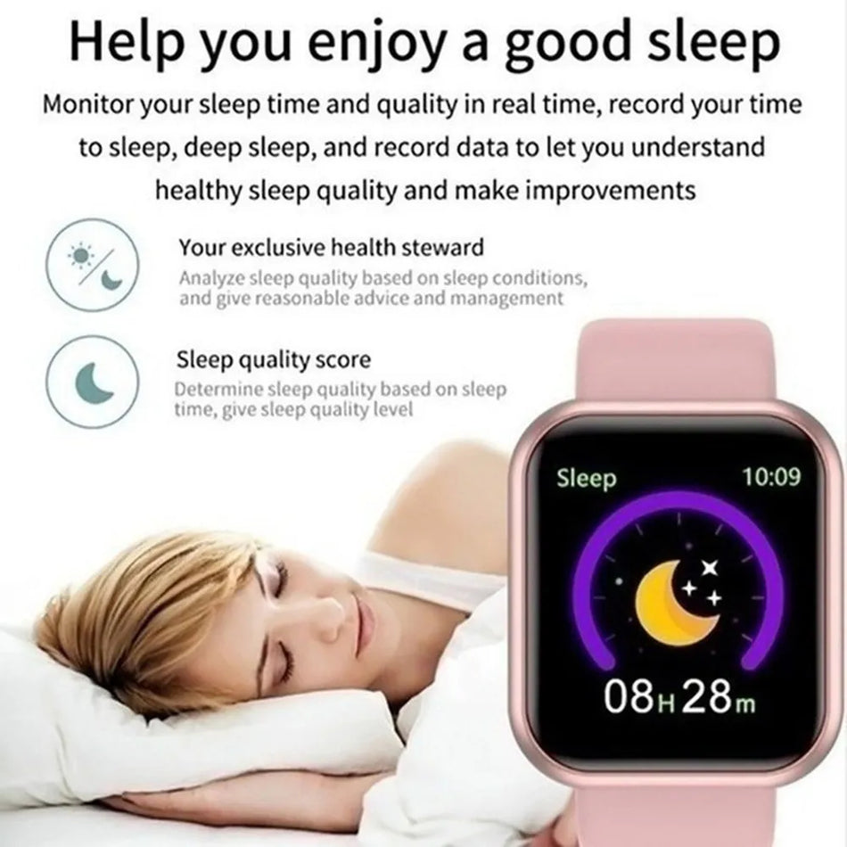 Çok fonksiyonlu akıllı saat erkek kadın Bluetooth bağlantılı telefon müzik spor spor bilezik uyku monitörü Y68 Smartwatch D20