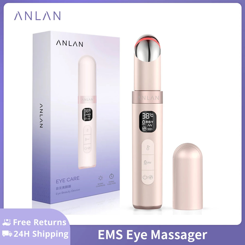 Anlan Electric EMS Eye Massager Eye Skincare Anti Age Wrinkle Skin Care Tool Tool Truncration 45 ℃ Hot Massage Roll Eyes Photo Therapy