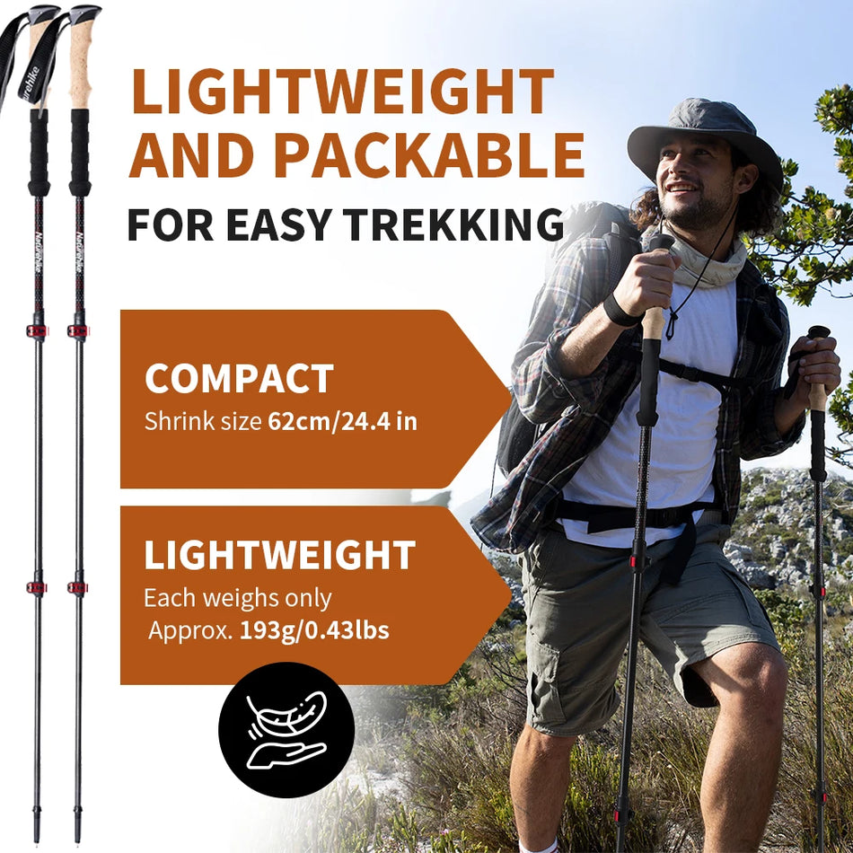 Naturehike Carbon Fiber Trekking Poles - 2pcs