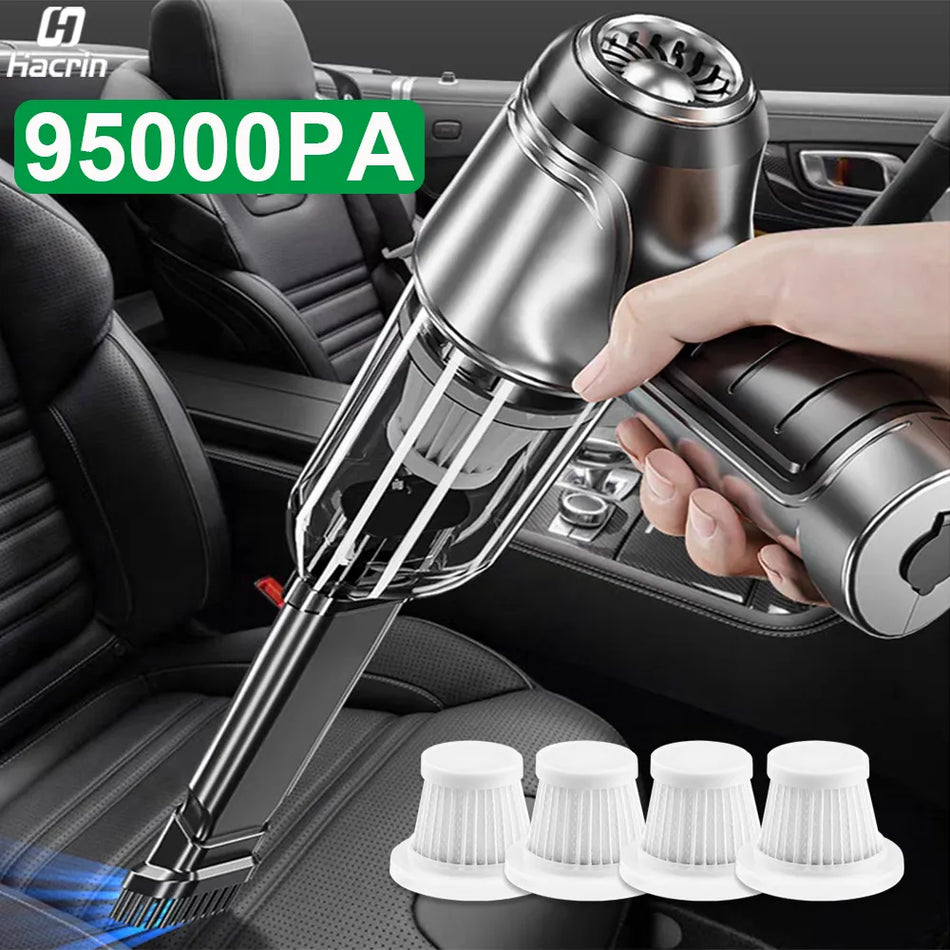 Car Vacuum Cleaner 95000pa Сильный всасывающий ручной работы беспроводной вакуумной очиститель 2 в 1 портативном пылесосе для автомобильного дома