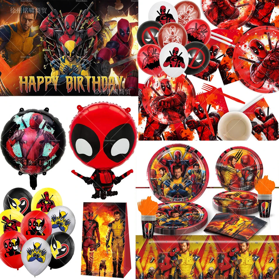 Deadpool et Wolverine Birthday Party Decoration Set