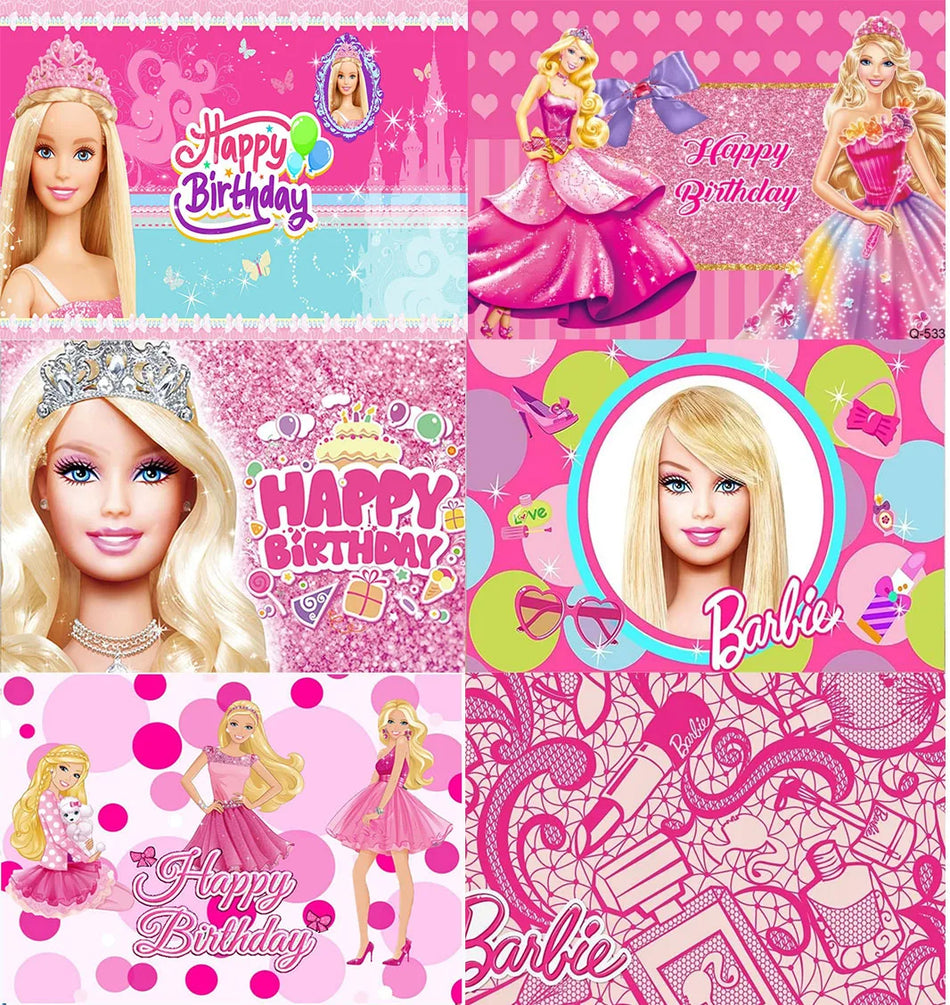 🔵 Pink Barbie Party Backdrop - Cyprus