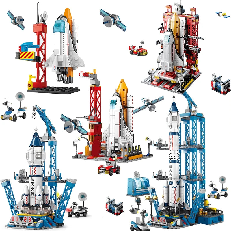 Space Rocket Start Model Building Blocks City Aerospace Space Station Shuttle Schiff Astronaut Ziegel Weihnachtsspielzeuge Kinder Kinder