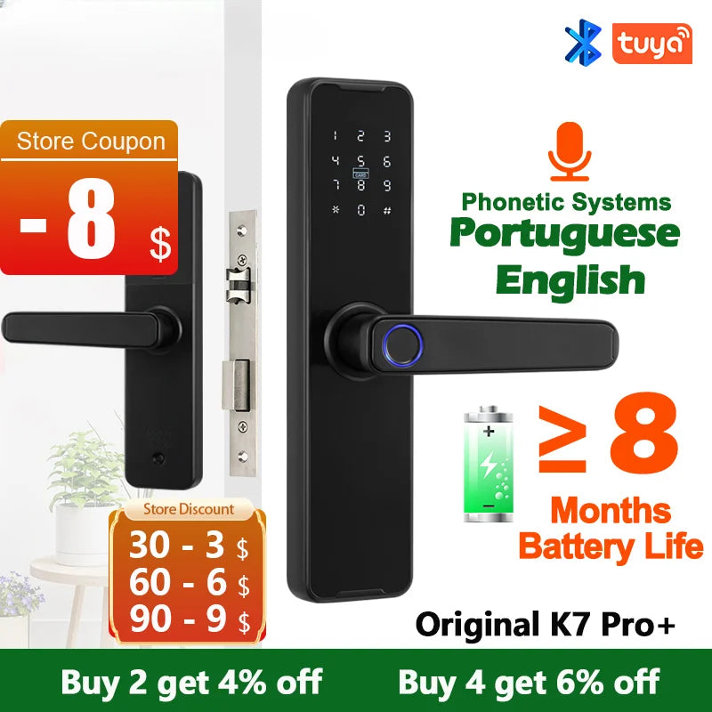 K7 Pro+ Biometric Fingerprint Smart Lock with Tuya App Capability