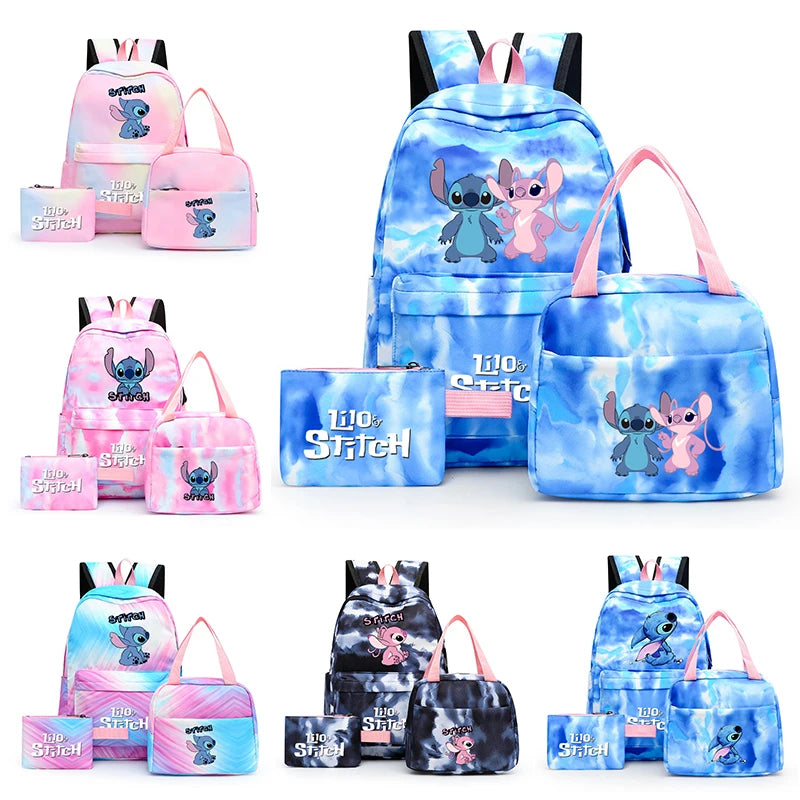 Lilo Stitch Colourful Backpack Set + Lunch Bag - Waterproof Nylon, USB Charging, Stylish Design - Cyprus