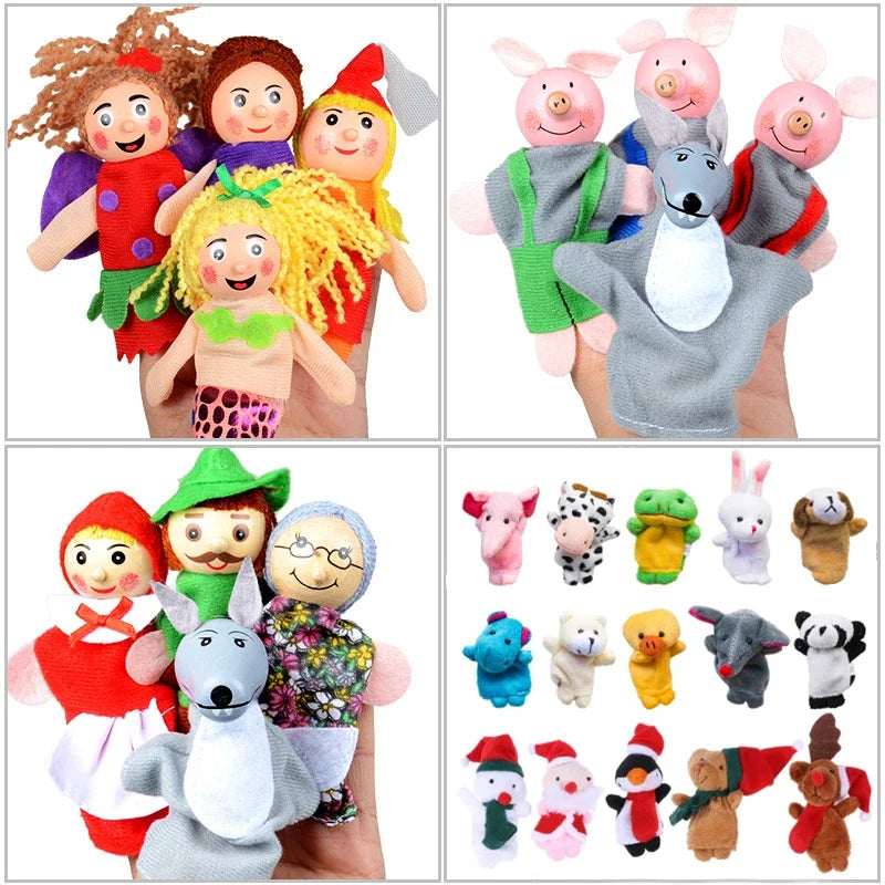 Fingerpuppen Set Baby 10 PCs Tiere Plüschpuppe Hand Cartoon Family Hand Puppet Tuch Theater Bildungsspielzeug für Kindergeschenke