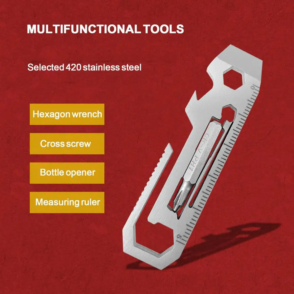 Nützliche Multitool -Karte Edelstahl Outdoor -Werkzeugkarte Mini 7 in 1 Werkzeugkombination Multitool -Karte Sechskantschlüssel