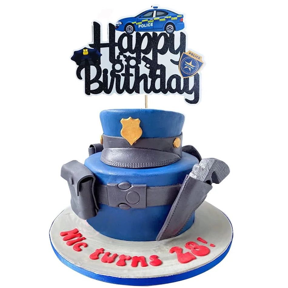 🔵 Полиция торт на день рождения торт с блестка