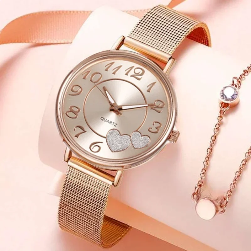 Élégant amour en or rose montre pour les femmes - élégant et chic