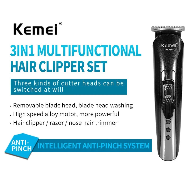 Kemei KM-1506 3-in-1 Electric Shaver & Hair Trimmer - Cyprus