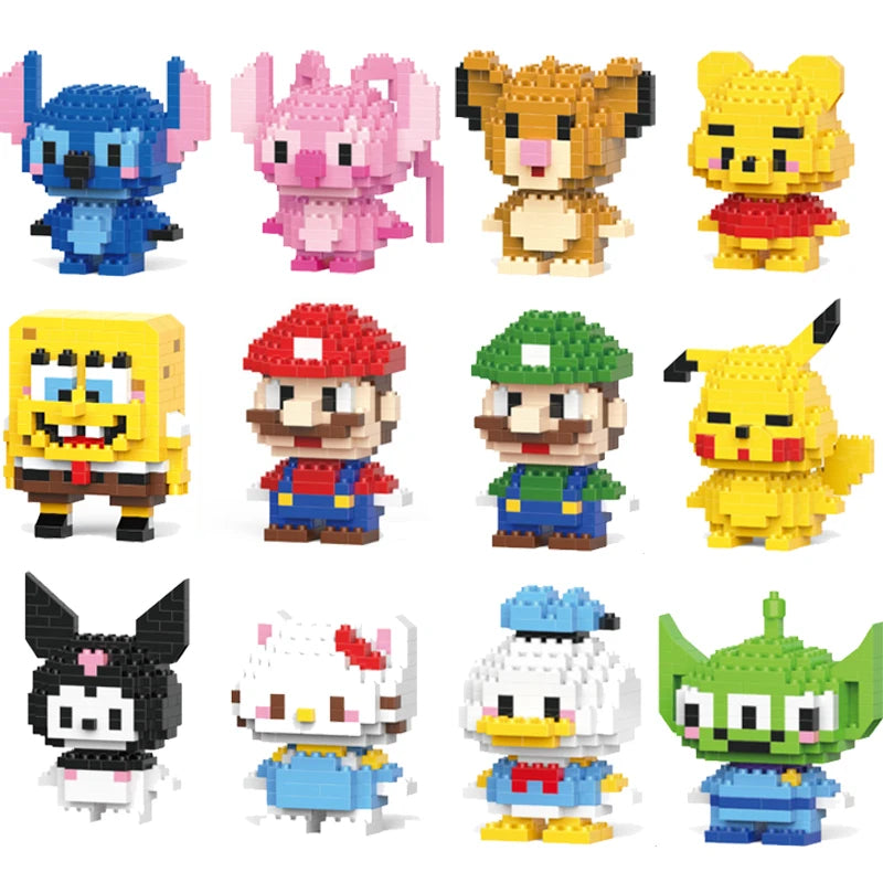 🔵 Mini Mario Building Block Cute Anime Cartoon Mario Bros Luigi Assembled Model Building Blocks Kids Puzzle Doll Toy Birthday Gift