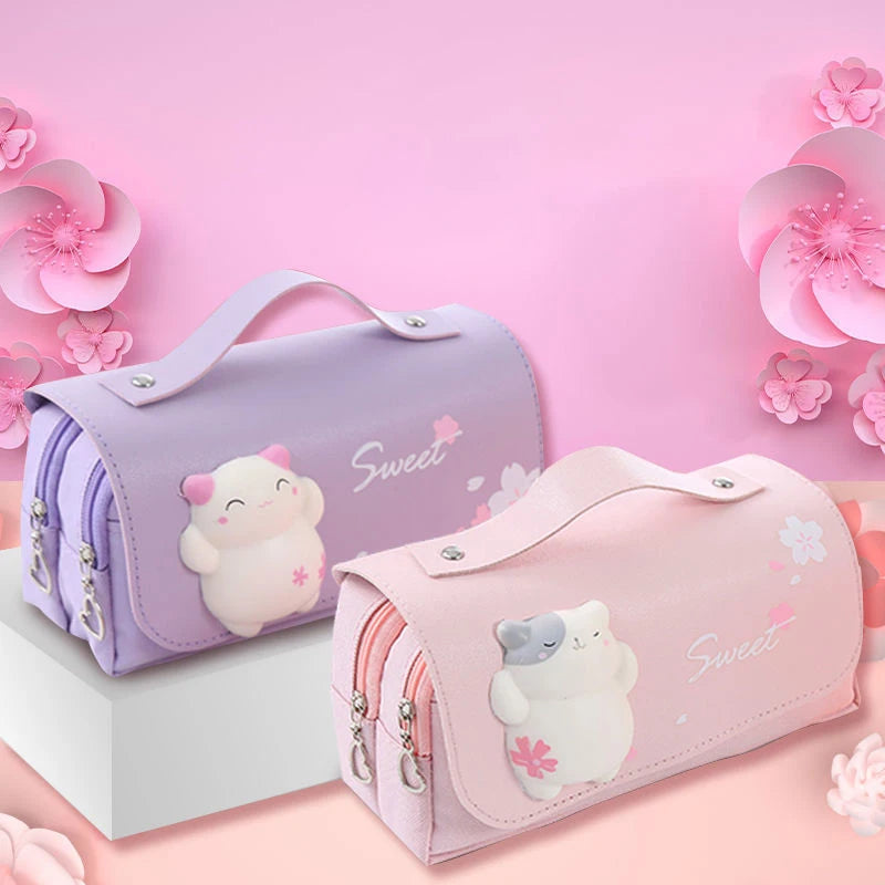 JETTING Cute Cat Double Layer Pencil Case - Cyprus