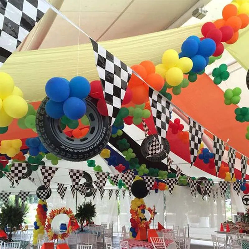 🔵 Race Car Wheel Birthday Party Supplies - Checkered Theme 🏁 - Cyprus