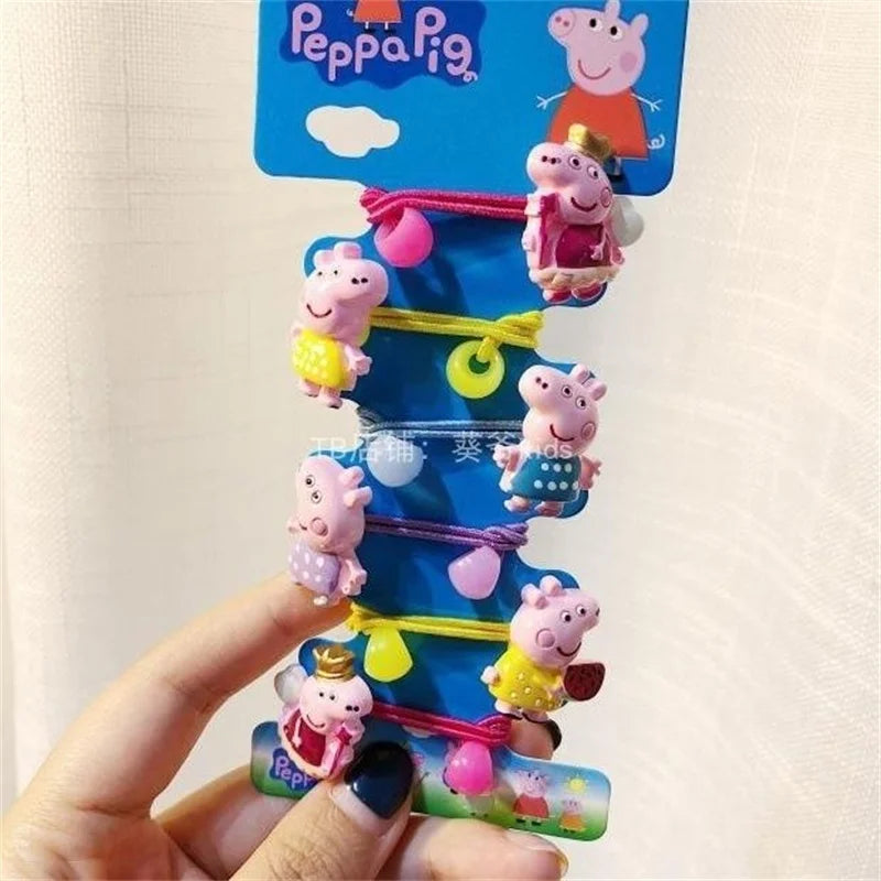 🔵 Kawaii Peppa Pig Harepin & Rubber Band Set - Kid Birthday Gift - Кипр