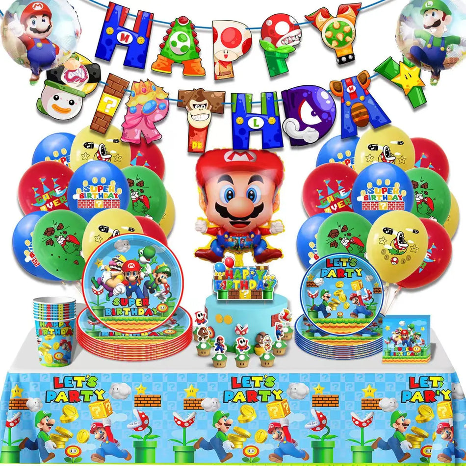 🔵 Süper Mario Bros Doğum Günü Partisi Dekorasyon Kiti - Kıbrıs