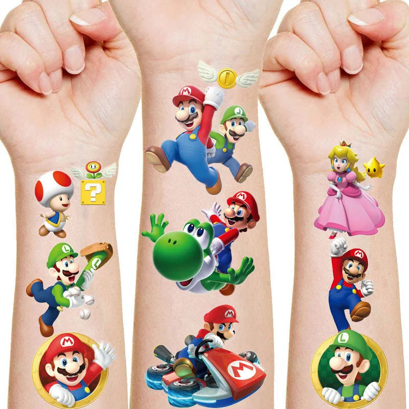 Super Mario Bros Tattoo Stickers Kawaii Anime Figure Toys - Cyprus