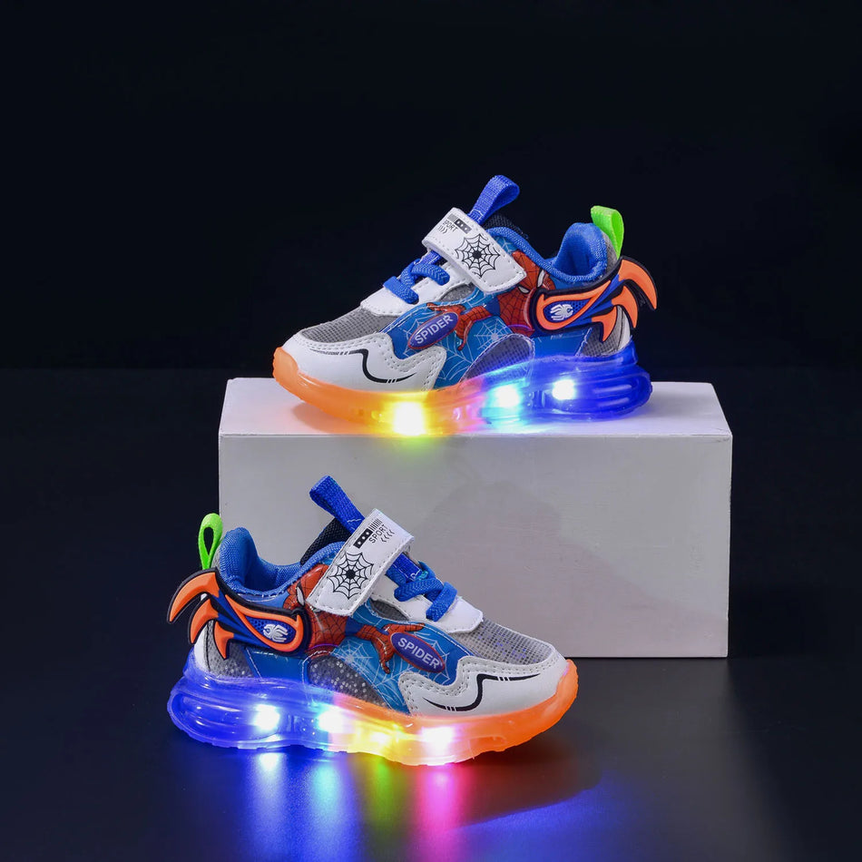 MINISO Children's LED Light-Up Spiderman Sneakers for Boys