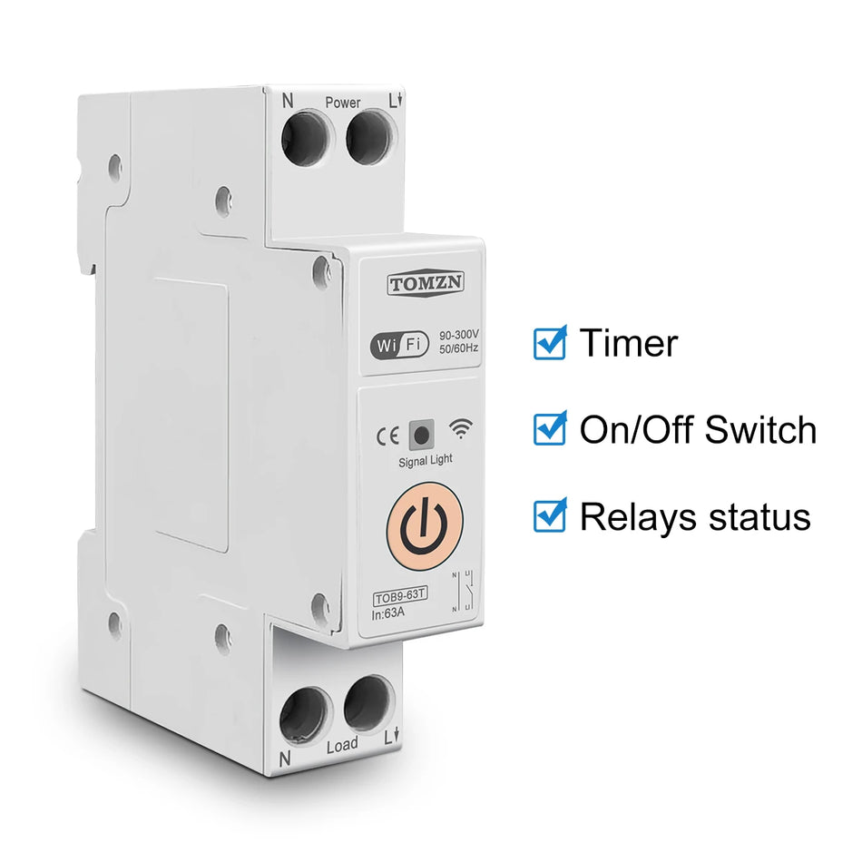 Tomzn 63a 1p+n WiFi Smart Switch mit Energiemessung und Schutz