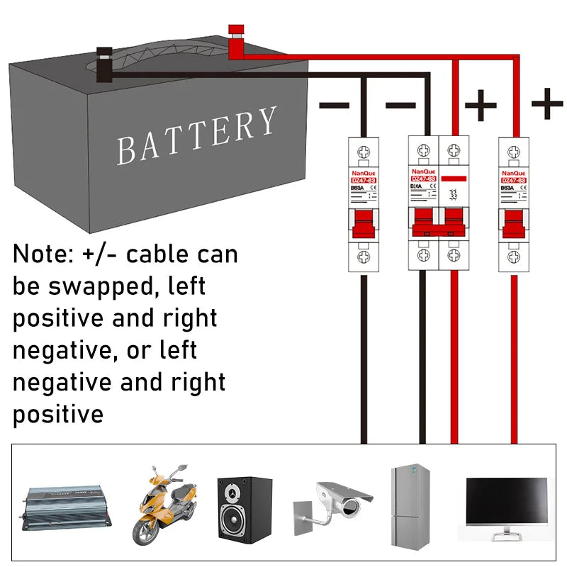 Nanque 12V -110V Mini -Leistungsschalterschalter - positiver/negativer Batterieschutz