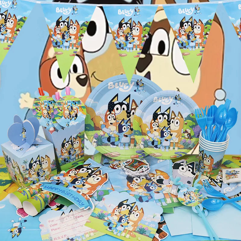 Bluey Birthday Party Decoration Set with Foil and Latex Balloons