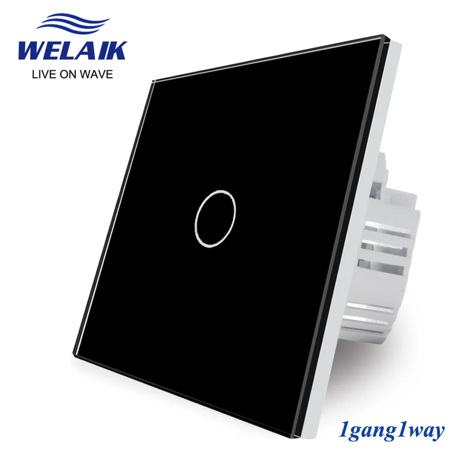 Welaik Eu 86*86mm 1gang 1way Crystal Glass Panel έξυπνο φως έξυπνο λευκό τοίχο διακόπτη 220V B1911CW