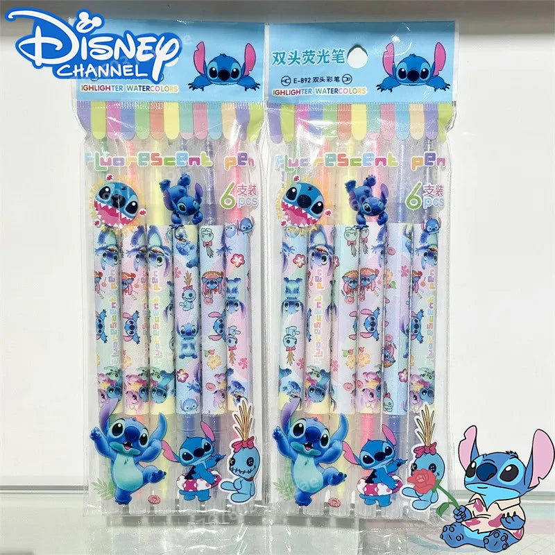 Stitch Double Ended Highlighter Set - 6 Cute Markers for Kids - Cyprus