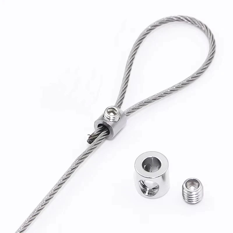 10pcs Stainless Steel Adjustable Wire Rope Clips with Copper Metal Fasteners