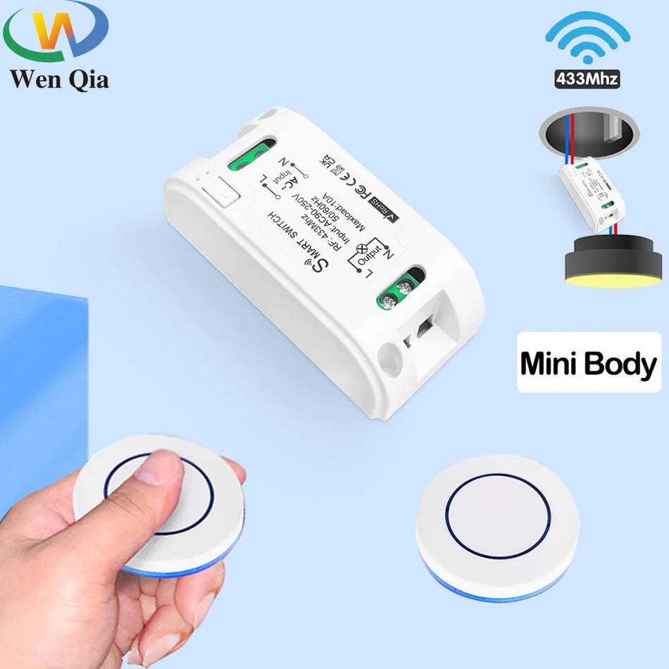 RF 433Mhz Wireless Smart Light Switch Mini Wall Panel Switch with Remote Control Mini AC 110V 220V 230V Relay Receiver Light Fan